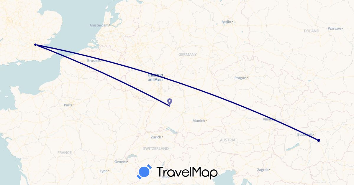 TravelMap itinerary: driving in Germany, Hungary, Sweden (Europe)